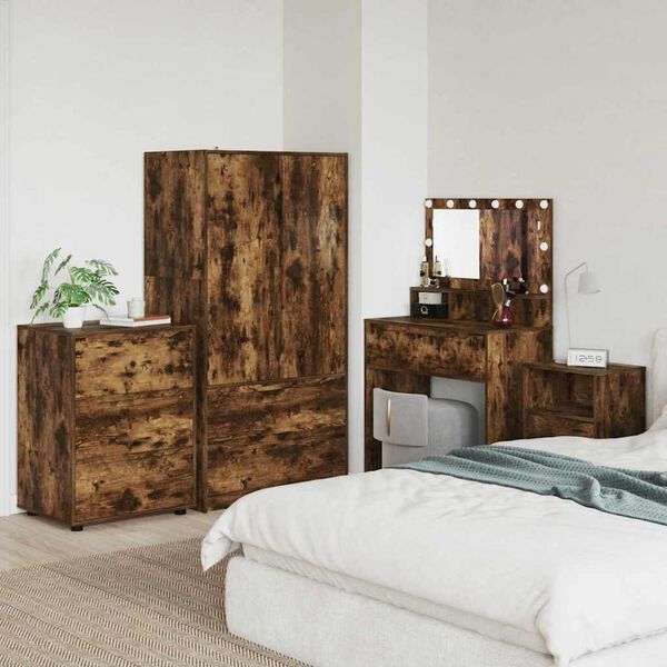 vidaXL Geymslusk&aacute;pur Rau&eth;-eik 60 x 48 x 81 cm Samsettur vi&eth;ur