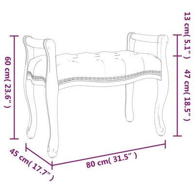 vidaXL Bekkur 80x45x60 cm Dökkgrátt Tauáklæði