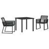 vidaXL Gar&eth;ur bor&eth;sett 3 pcs Svartur Dufth&uacute;&eth;a&eth; st&aacute;l