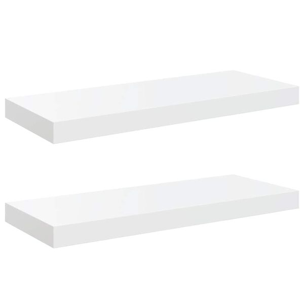 vidaXL Vegghengdar Hillur 2 stk. H&aacute;glans Hv&iacute;tar 60x23,5x3,8 cm MDF