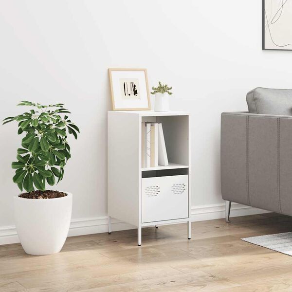 vidaXL skenkur Hvítur 35x39x73,5 cm Kaldvalsað stál