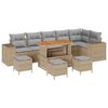 vidaXL Gar&eth;s&oacute;fa sett me&eth; p&uacute;&eth;i 10 pcs Beige og lj&oacute;sgr&aacute;r p&oacute;l&yacute;rattan