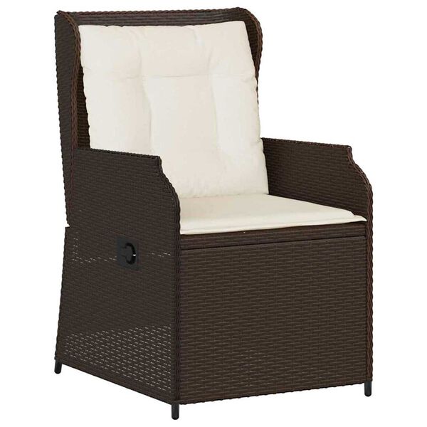 vidaXL Garðbekkur með púði 2 pcs Brúnn Poly rattan