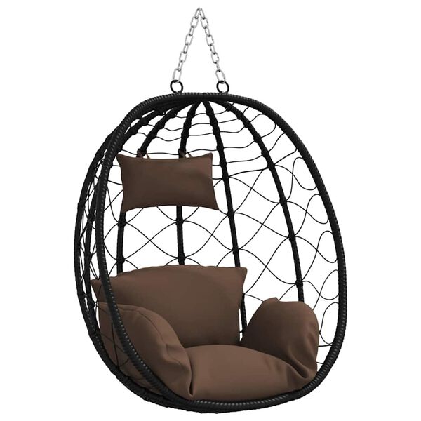 vidaXL Hangandi eggjast&oacute;ll coffee 91.5 x 60 x 110 cm p&oacute;l&yacute;rattan