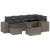 vidaXL 7-Hluta Gar&eth;s&oacute;fasett me&eth; Sessum Gr&aacute;tt P&oacute;l&yacute;rattan