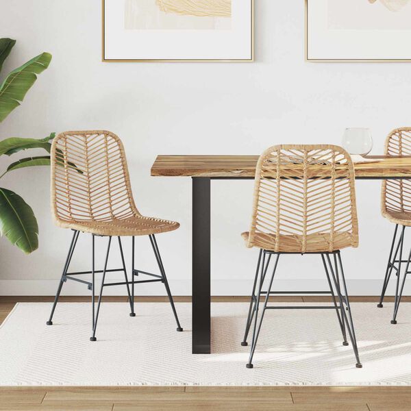 vidaXL Bor&eth;st&oacute;ll 2 pcs N&aacute;tt&uacute;rulegur 44 x 47 x 85 cm Rattan og j&aacute;rn