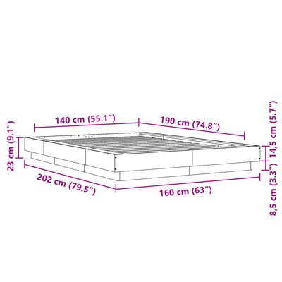 vidaXL Rúmgrind án Dýnu Svört 140x190 cm