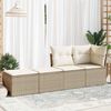 vidaXL 2 stykki garðsófasett með púðum Beige Poly Rattan Acacia