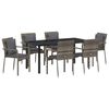 vidaXL Gar&eth;ur bor&eth;sett me&eth; p&uacute;&eth;i 7 pcs Gr&aacute;r p&oacute;l&yacute;rattan