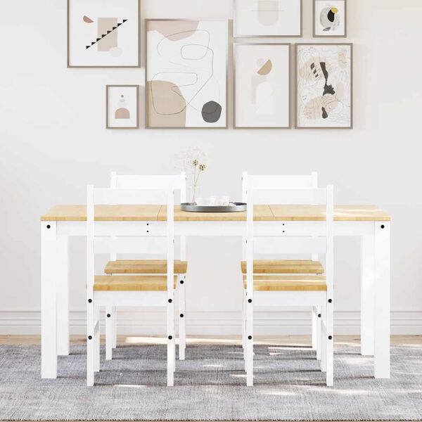 vidaXL 5 Hluta Bor&eth;sett PANAMA&ldquo; Hv&iacute;t Gegnheil Fura