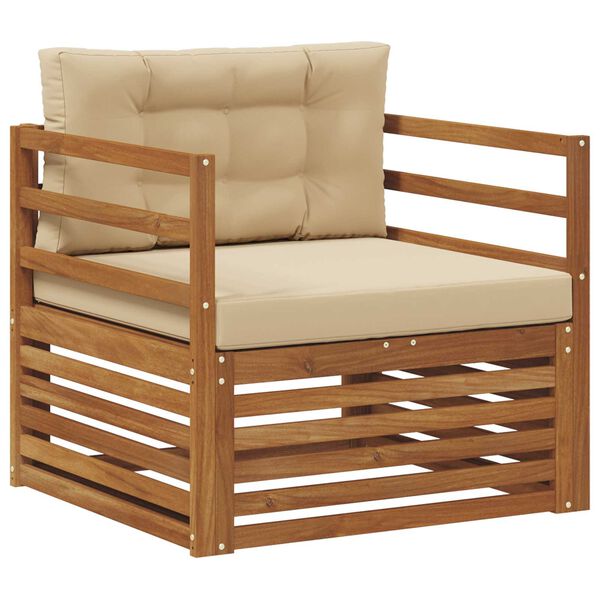 vidaXL &Uacute;ti s&oacute;fasett Solid Akas&iacute;uskei&eth; og P&oacute;lyester N&aacute;tt&uacute;rulegur