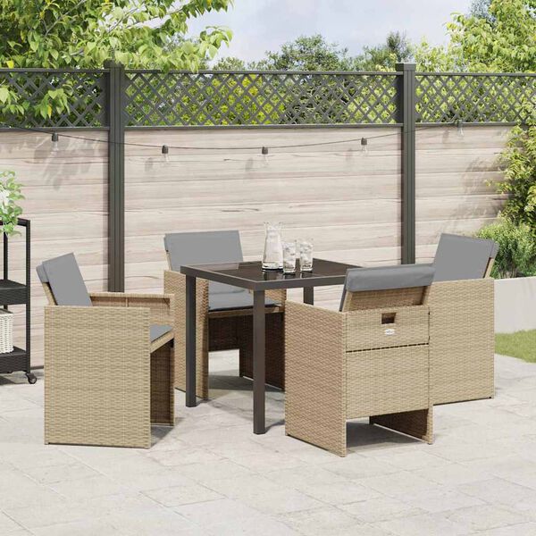 vidaXL Gar&eth;ur bor&eth;sett 5 pcs Drapplita&eth;ur p&oacute;l&yacute;rattan