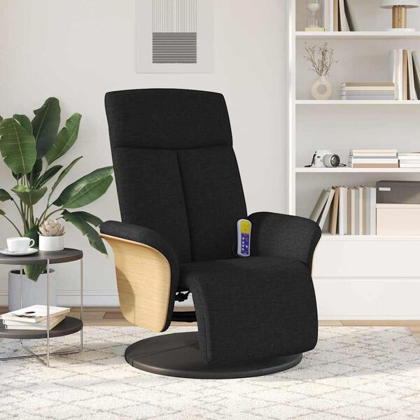 vidaXL Nudd Recliner St&oacute;ll Svartur 79 x 87 x 104,5 cm d&uacute;kur