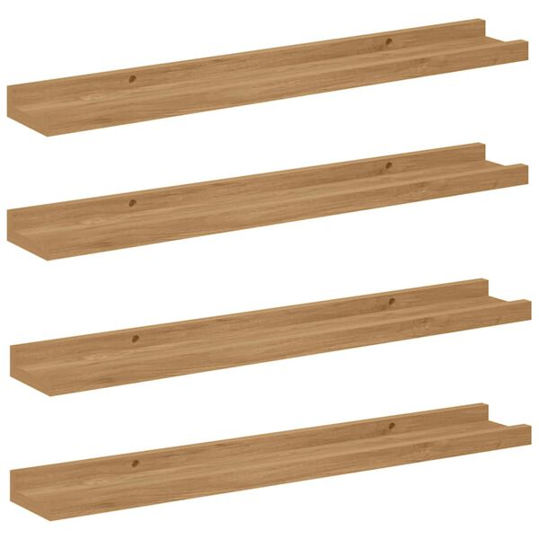 vidaXL Vegghylla me&eth; hillu 4 pcs Br&uacute;nn 60 x 9 x 3 cm Samsettur vi&eth;ur