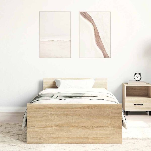 vidaXL R&uacute;mgrind &aacute;n D&yacute;nu Sonoma Eikarlitur 90x190 cm Samsettur Vi&eth;ur