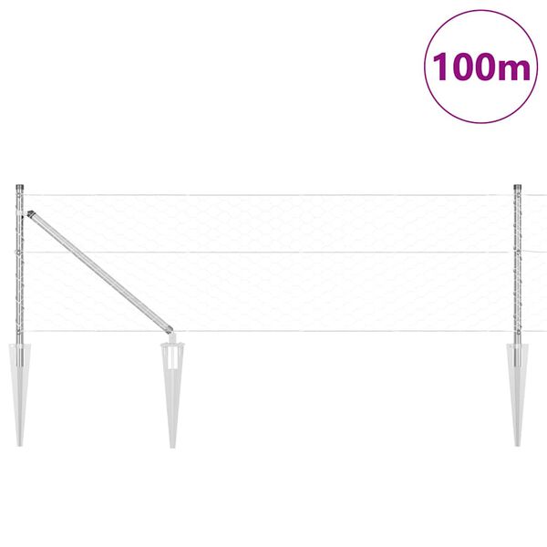 vidaXL Gir&eth;ingarp&oacute;stur Silfur 100 x 0,6 m (50 mm net) St&aacute;l