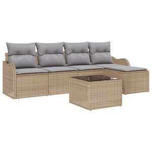 vidaXL Gar&eth;s&oacute;fa sett me&eth; p&uacute;&eth;i me&eth; geymslu 6 pcs Svartur Poly rattan