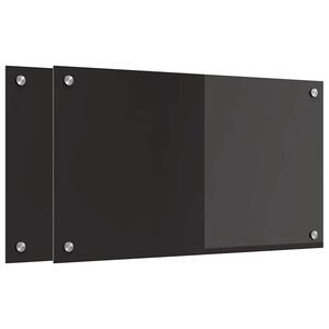 vidaXL Eldhús Backsplash Svartur 70 x 40 cm hertuð gler