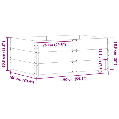 vidaXL Brettakragar 3 stk. Svartur 150x100 cm Gegnheil Fura