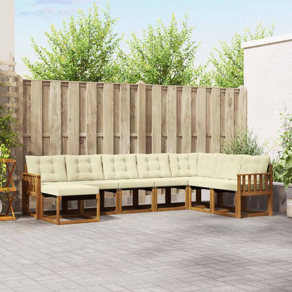 vidaXL &Uacute;ti s&oacute;fasett me&eth; p&uacute;&eth;i 8 pcs N&aacute;tt&uacute;rulegt og Krem