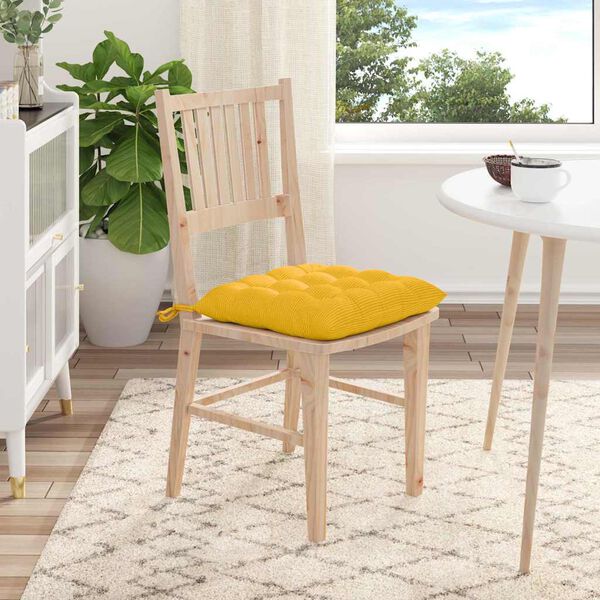 vidaXL Setjp&uacute;&eth;ar 4 pcs L&eacute;tt gult 40 x 40 x 6 cm Korduroy efni