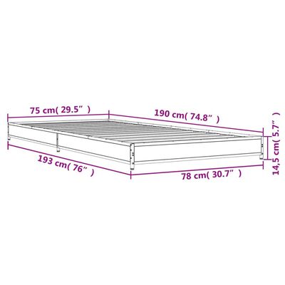 vidaXL Rúmgrind án Dýnu Gráir Sonoma Eik 75x190 cm