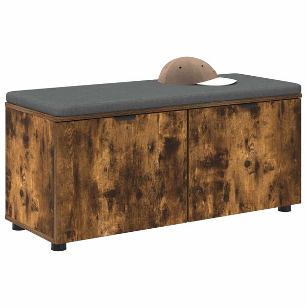 vidaXL Hallarbekk me&eth; p&uacute;&eth;i me&eth; geymslu Rau&eth;-eik 100 x 38 x 46 cm