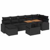 vidaXL Gar&eth;s&oacute;fa sett me&eth; geymslu 8 pcs Svartur Poly rattan