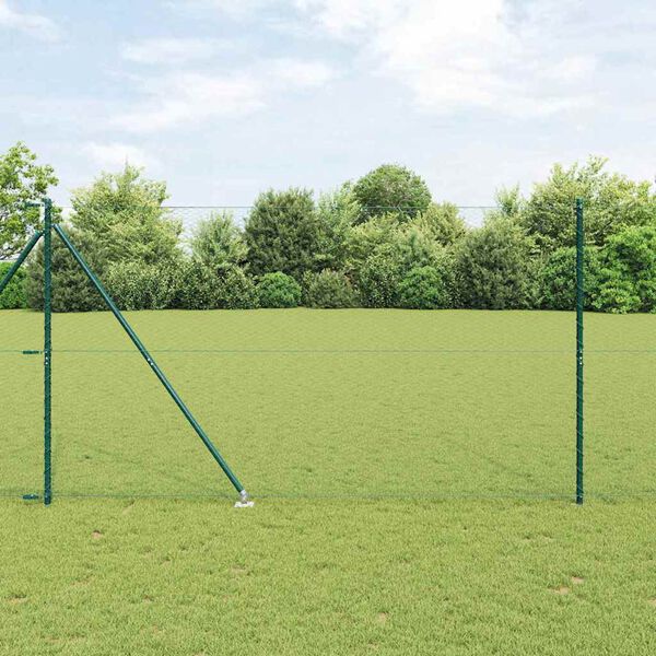 vidaXL Gir&eth;ingarp&oacute;stur Gr&aelig;nn 100 x 1,5 m (25 mm net) St&aacute;l og PVC