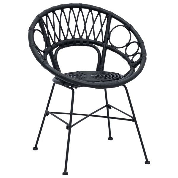 vidaXL Bor&eth;st&oacute;ll 2 pcs Svartur 49 x 51 x 81 cm Rattan og j&aacute;rn