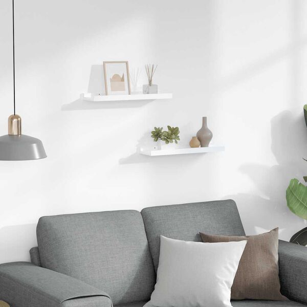 vidaXL Vegghillur 2 stk. H&aacute;glansandi Hv&iacute;tar 40x9x3 cm