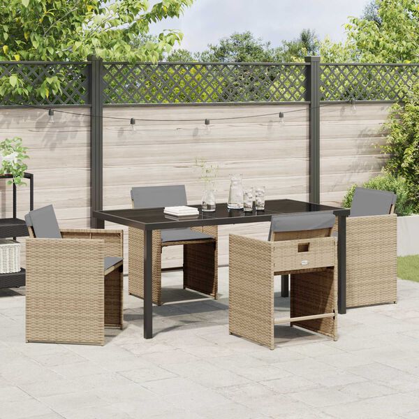 vidaXL Gar&eth;ur bor&eth;sett 5 pcs Drapplita&eth;ur p&oacute;l&yacute;rattan