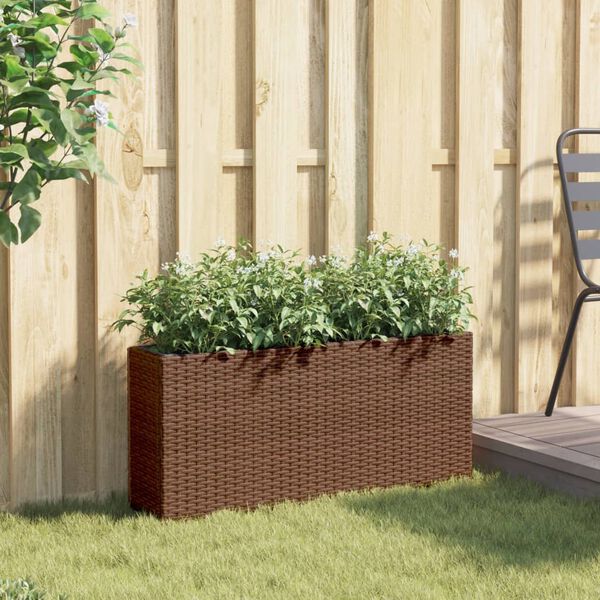 vidaXL Gar&eth;ker me&eth; 2 Pottum Br&uacute;nt 90x20x40 cm P&oacute;l&yacute;rattan