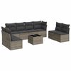 vidaXL 9 Hluta Gar&eth;s&oacute;fasett me&eth; Sessum Gr&aacute;tt P&oacute;l&yacute;rattan