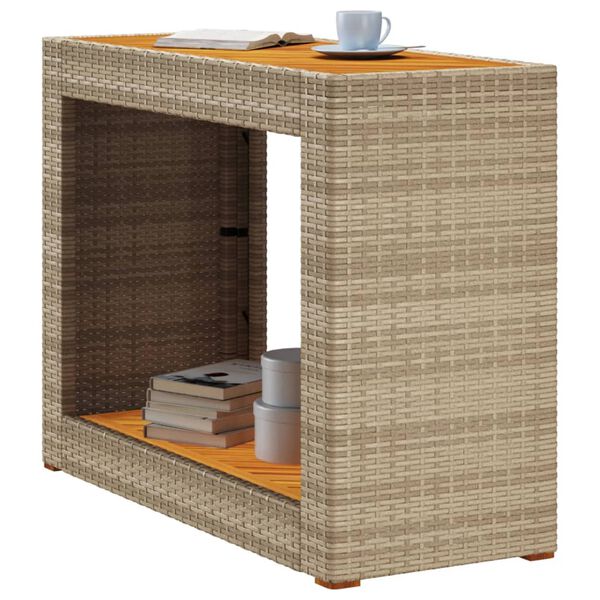 vidaXL Garðborð með Viðarplötu Drappaður 100x40x75 cm Pólýrattan