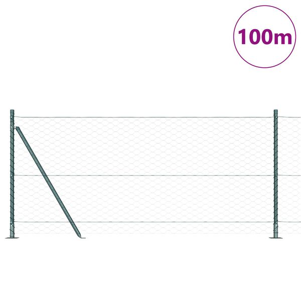 vidaXL Gir&eth;ingarp&oacute;stur Gr&aelig;nn 100 x 1 m (50 mm net) St&aacute;l og PVC