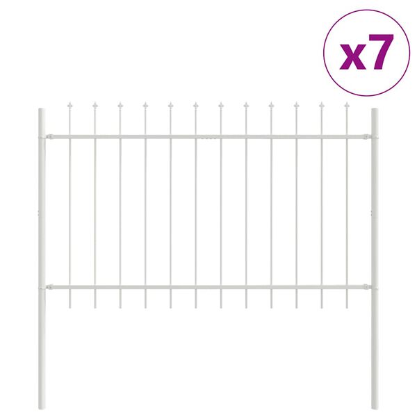 vidaXL Gar&eth;hefti 7 pcs Hv&iacute;tt 11,9 x 1,2 m Duftlita&eth;ur st&aacute;l