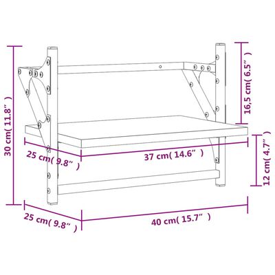 vidaXL Veghillur með Stöngum 2 stk. Sonomaeik 40x25x30 cm