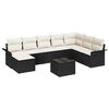 vidaXL Gar&eth;s&oacute;fa sett me&eth; p&uacute;&eth;i 9 pcs Svartur Poly rattan
