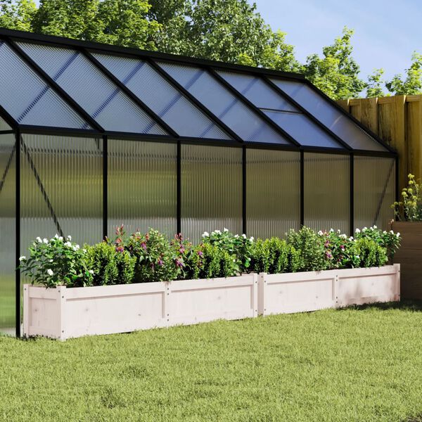 vidaXL Gróðurker í Garðinn 2 stk. Hvít Gegnheill Furuviður