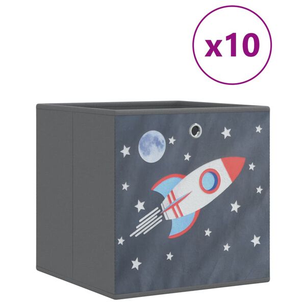 vidaXL Samanbrj&oacute;tanleg Geymslubox 10 stk Gr&aacute;tt &Oacute;ofinn D&uacute;kur