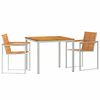 vidaXL Gar&eth;ur bor&eth;sett 3 pcs Br&uacute;nn Hrein akas&iacute;utr&eacute;