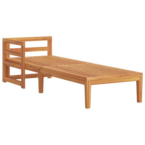 vidaXL Sólbekkur með 1 Armhvílu Rjómahvítur Gegnheill Akasíuviður