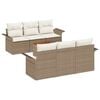 vidaXL Gar&eth;s&oacute;fa sett me&eth; geymslu 7 pcs Beige og krem p&oacute;l&yacute;rattan