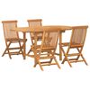 vidaXL Gar&eth;ur bor&eth;sett 5 pcs Br&uacute;nn Solid teak vi&eth;ur