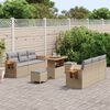 vidaXL Gar&eth;s&oacute;fa sett me&eth; p&uacute;&eth;i 11 pcs Beige og lj&oacute;sgr&aacute;r p&oacute;l&yacute;rattan