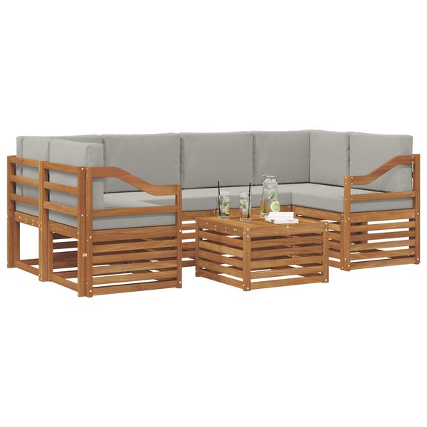 vidaXL S&oacute;fasett 7 pcs N&aacute;tt&uacute;rulegt og Lj&oacute;st Gr&aacute;tt Hrein akas&iacute;utr&eacute;