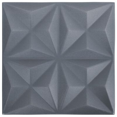 vidaXL 3D Veggþil 48 stk. 50x50 cm Origami Grár 12 m²