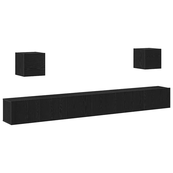 vidaXL Sj&oacute;nvarpssk&aacute;pasett Vegghengt 7 pcs Svartur Eik 100 x 30 x 30 cm
