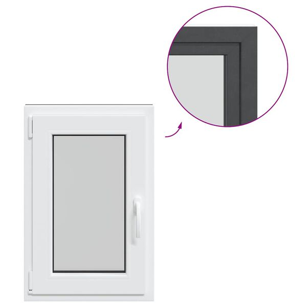 vidaXL kjallaragluggi &bdquo;RISOR&ldquo; 50x75 cm halla- og sn&uacute;ningsgluggi DIN vinstri antras&iacute;t